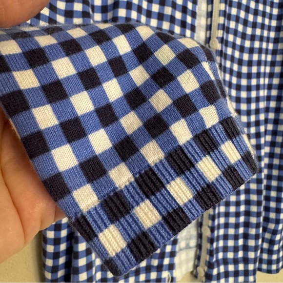 Talbots Cardigan Sweater Top 2 Pc SET Petite P 3/4 Sleeves Blue White Checkered - Picture 9 of 13